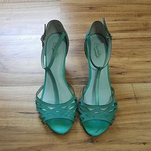 Seychelles Teal T Strap Heels - Sz 10